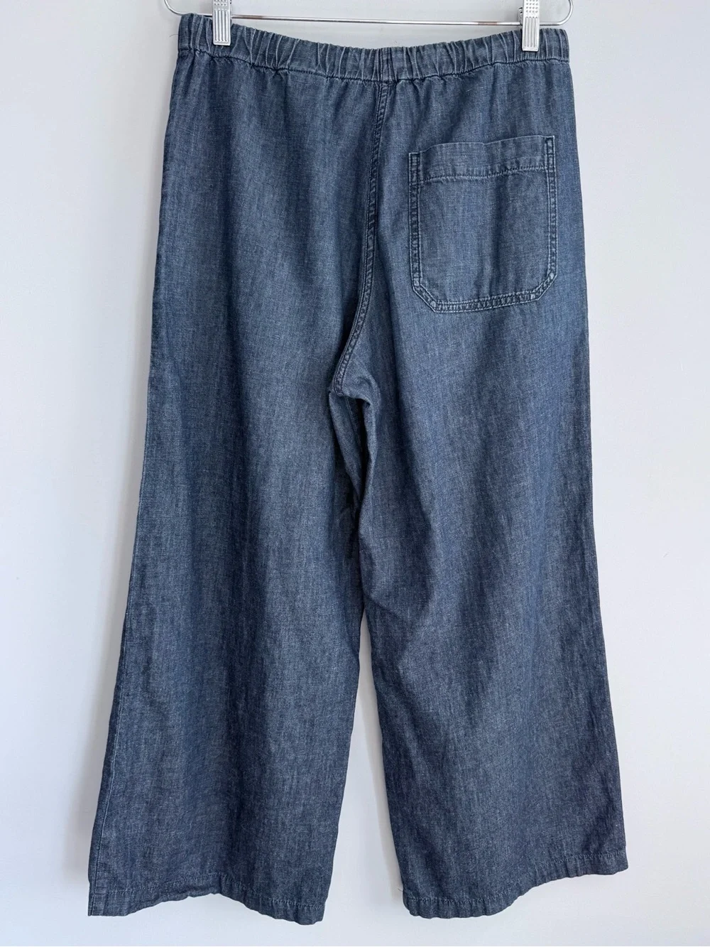 COS DENIM WIDE LEG DRAWSTRING PANTS 6 indigo LINEN BLEND MINIMALIST Casual